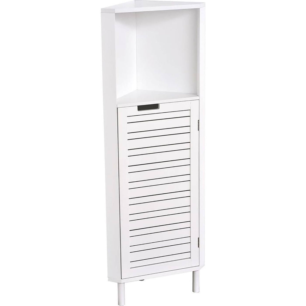 White Louver Door Bathroom Corner Cabinet F496