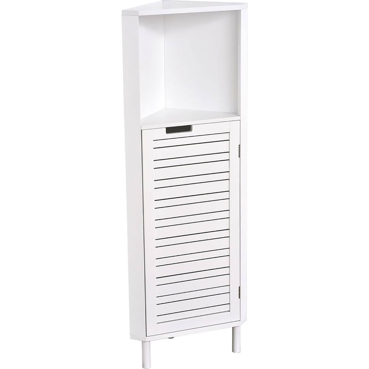 White Louver Door Bathroom Corner Cabinet F496