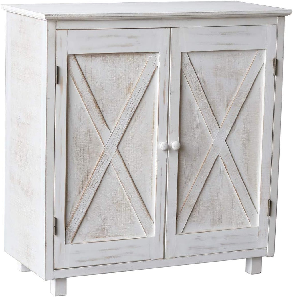 Whitewashed Wood Storage Cabinet O34306