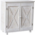 Whitewashed Wood Storage Cabinet O34306