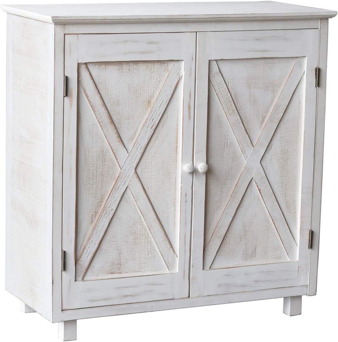 Whitewashed Wood Storage Cabinet O34306