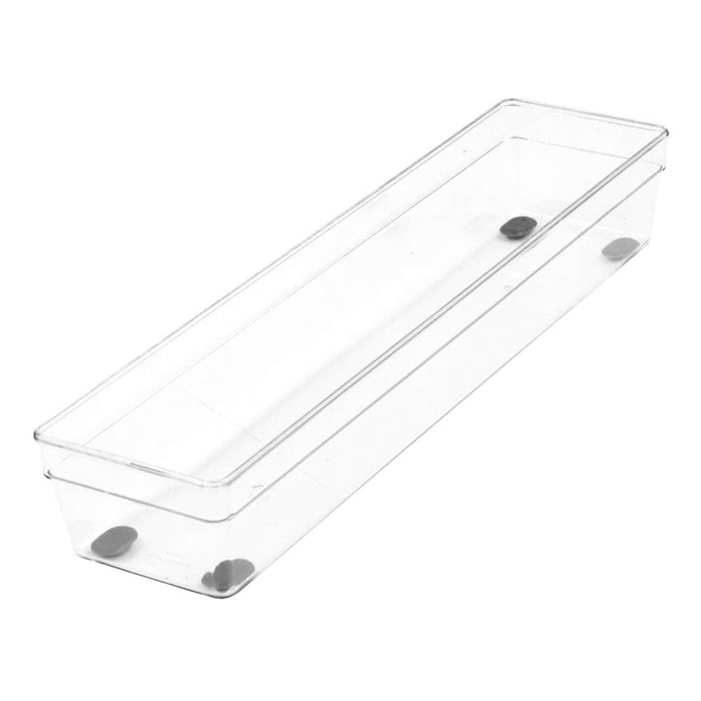 Clear Plastic Drawer Organizer Tray, 13 x 3 Inches, Non Slip Base J2524