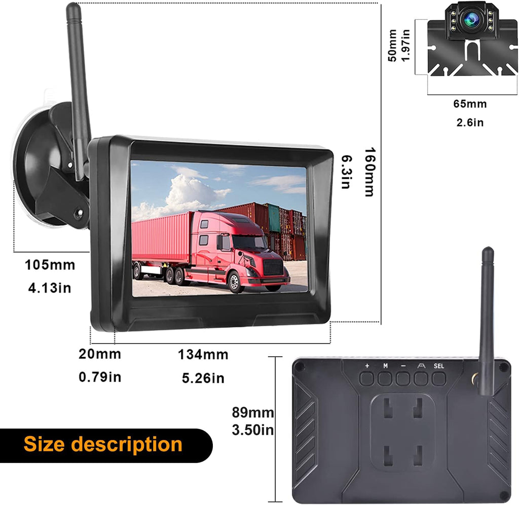 5 Inch Wireless Backup Camera Monitor Kit 1080P HD Waterproof Night Vision Wide Viewing Angle Rear View Camera C610