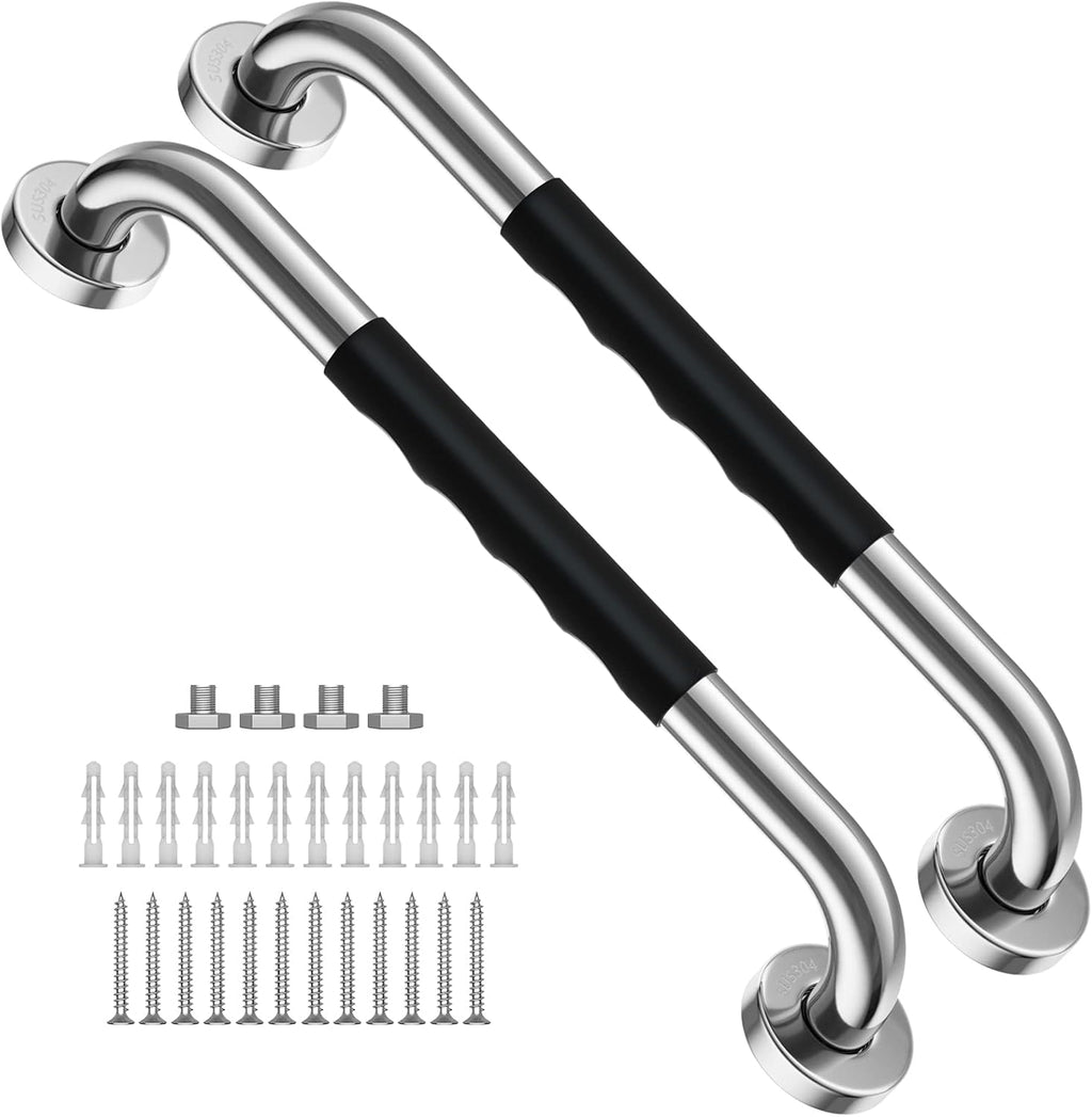 2 Pack 24 Inch Black Stainless Steel Bath Grab Bar with Anti Slip Rubber Grip D31600