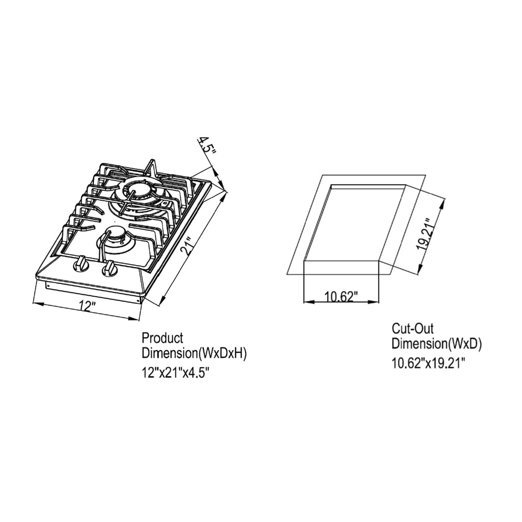 2 Piece Gas Cooktop and Wall Mount Range Hood Z868