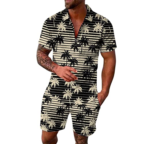 Mens Printed Short Sleeve 2 Piece Outfits Sets U287