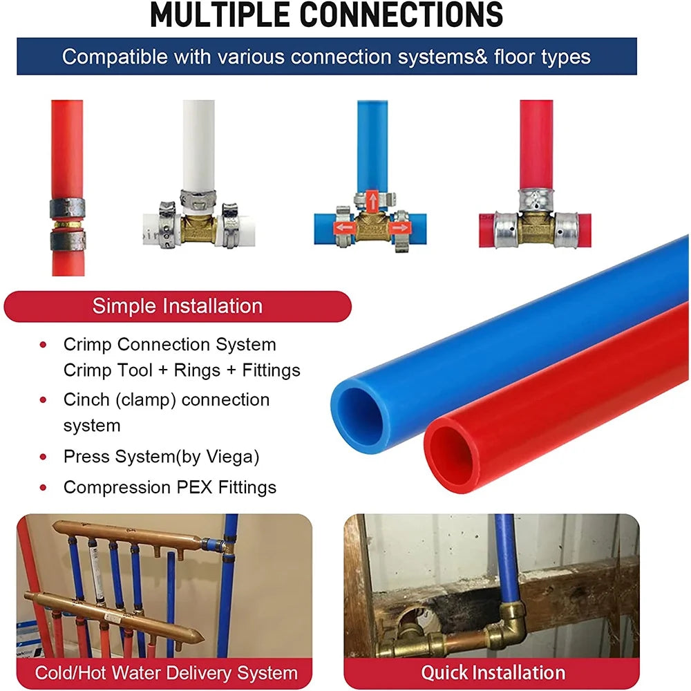 Red 1/2 Inch x 100FT PEX-B Water Tubing Pipe Roll L435
