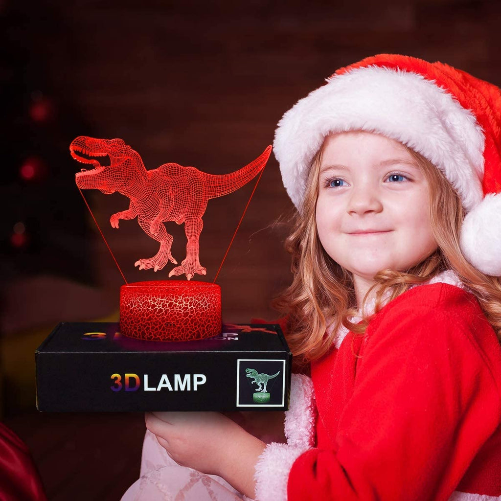 3D Dinosaur Night Light with Remote, 7 Colors + 16 Colors Changing Dimmable T Rex Q672782