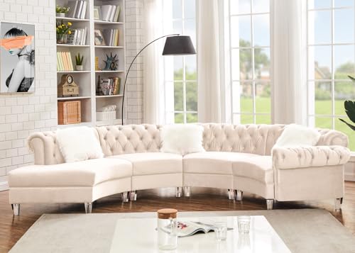 Cream Velvet Semi Circular Sofa Sectional M815116
