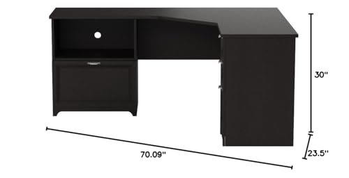 L Desk, 30"H x 70 9/10"W x 23 1/5"D, Espresso P9565