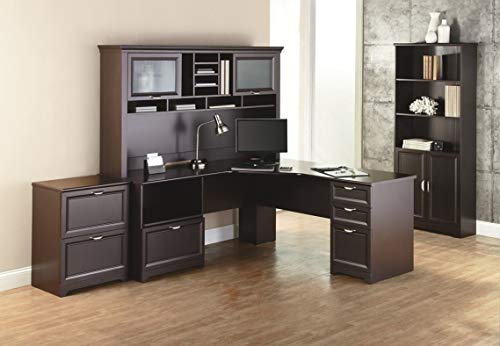 L Desk, 30"H x 70 9/10"W x 23 1/5"D, Espresso P9565