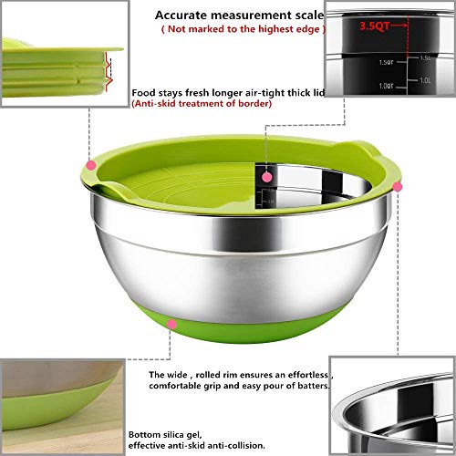 6 Piece Stainless Steel Mixing Bowls with Airtight Lids M5123