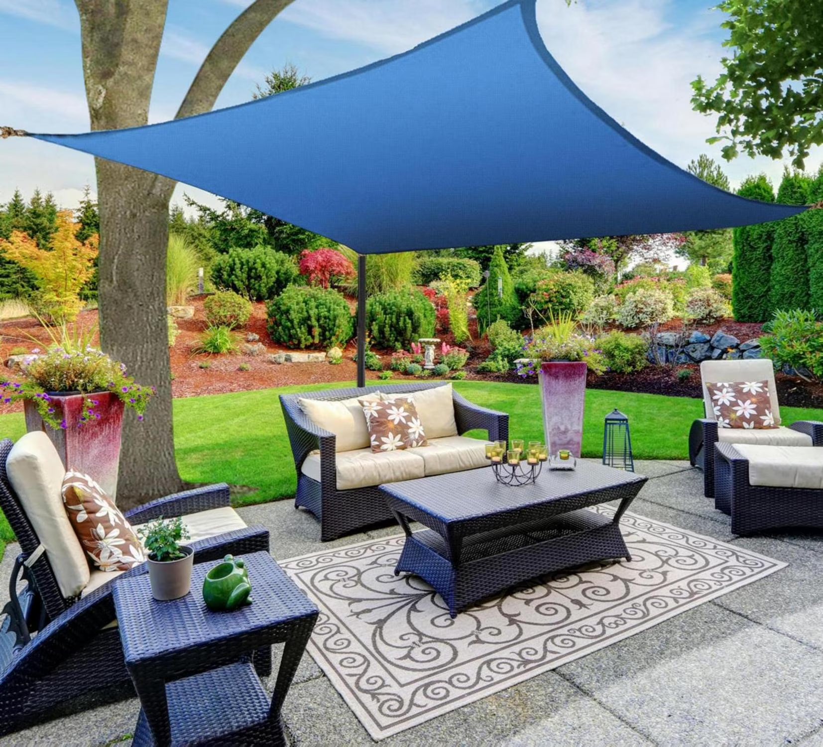 Blue 12' x 12' Square Sun Shade Sail Canopy M392