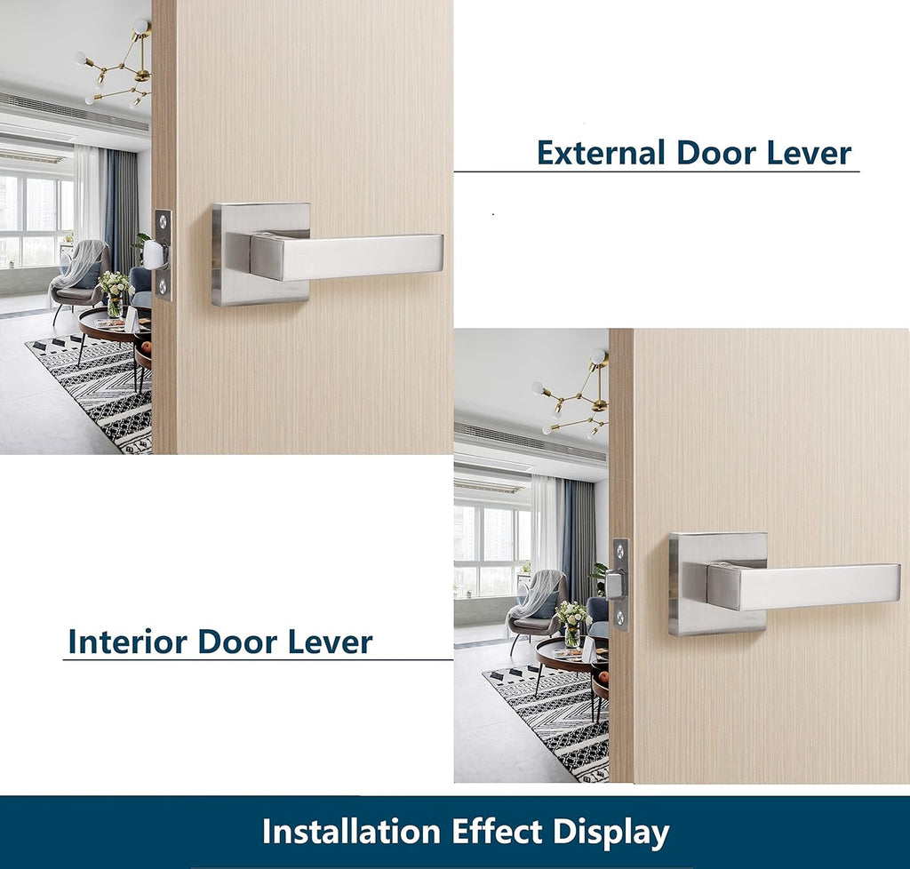 3 Pack Door Lever Handle Satin Nickel/Brushed Nickel Finish Pack of 2 F767