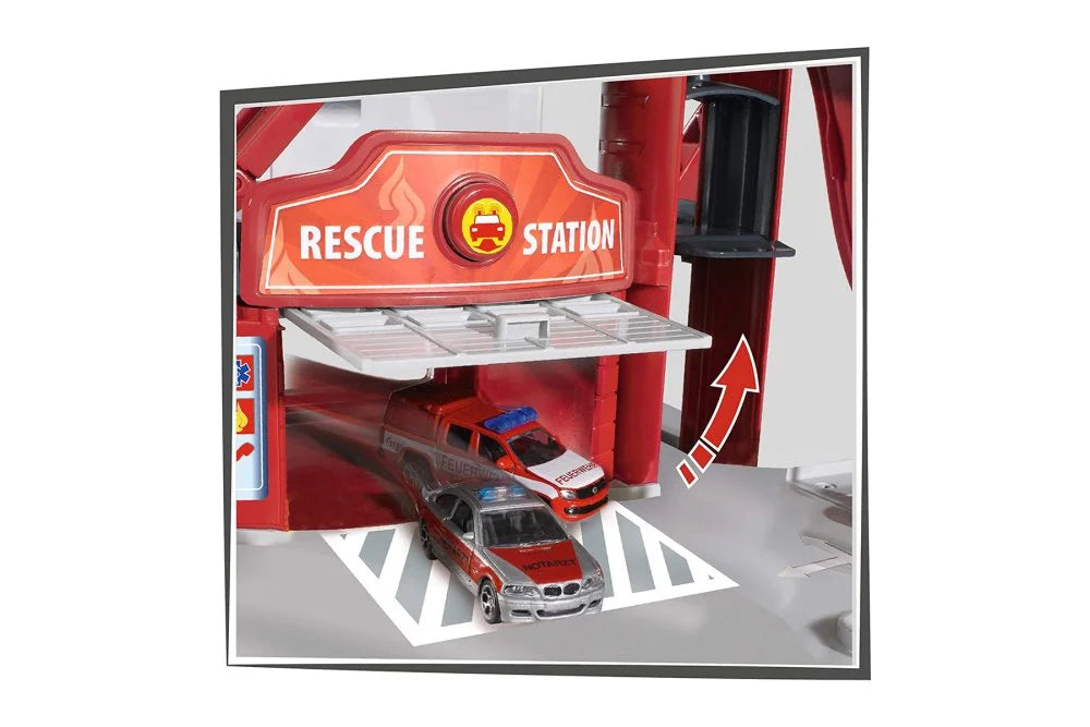 Rescue Station with 5 Vehicles Assortment, 1/64 scale Playset M281746