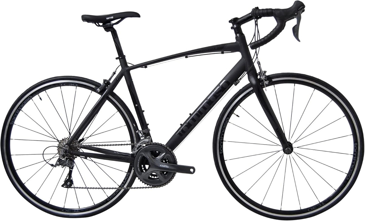 Matte Black Aluminum Road Bike with Carbon Fork T40186