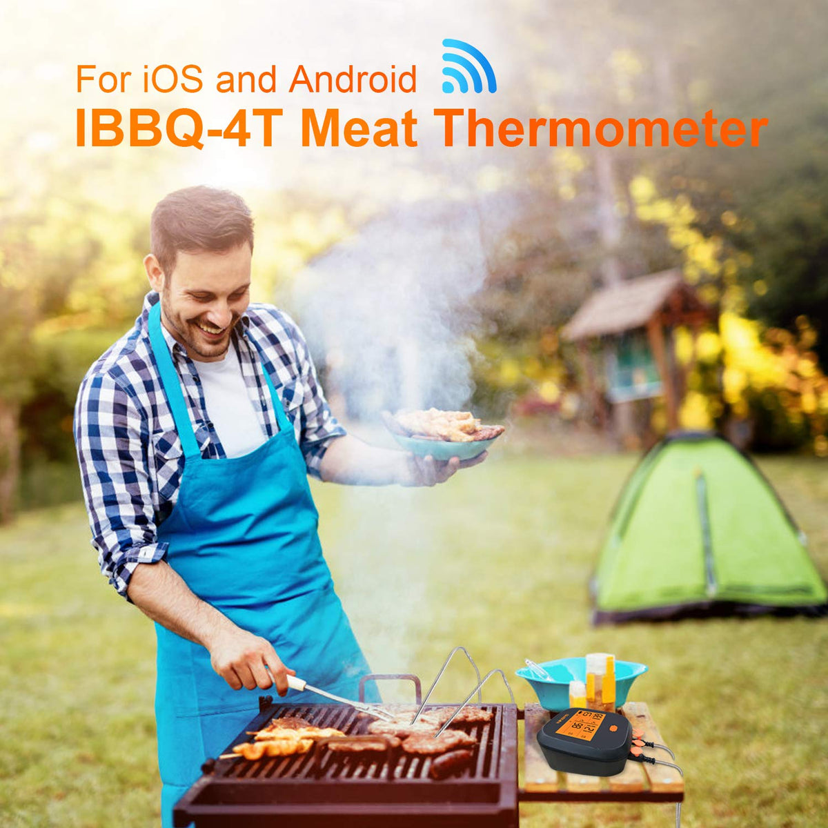 WiFi Grill Meat Thermometer with 4 Colored Probes P133915