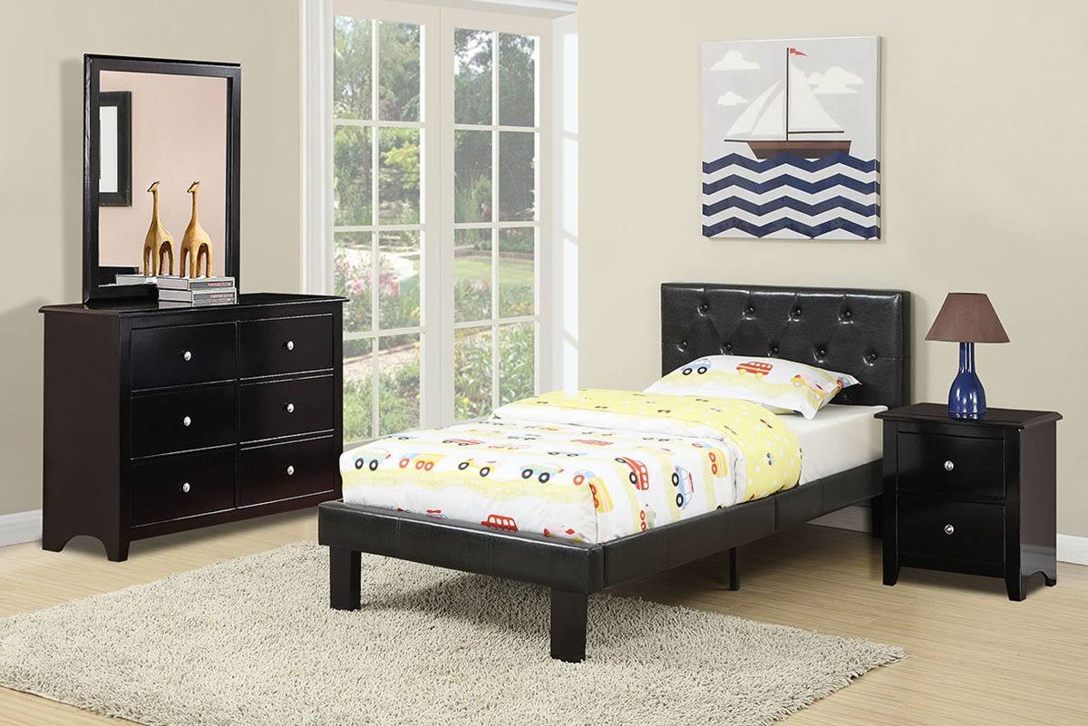 Black Faux Leather Headboard Full Bed D438