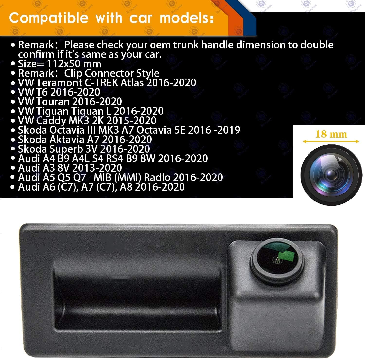 HD 1280x720p Reversing Camera Integrated in Trunk Handle Rear View Backup Camera V44197