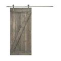 Weather Gray Stained Wood Interior Sliding Barn Door with Hardware Kit U9302
