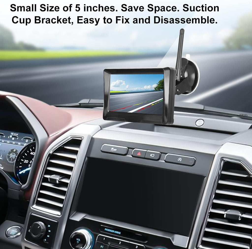 5 Inch Wireless Backup Camera Monitor Kit 1080P HD Waterproof Night Vision Wide Viewing Angle Rear View Camera C610