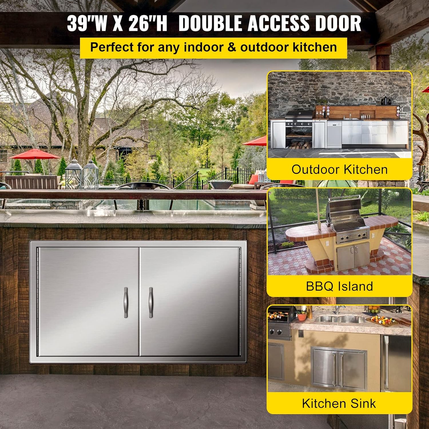 Stainless Steel Double BBQ Door 39W x 26H Inch R68847