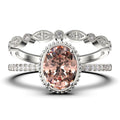 2.00 Carat Oval Cut Morganite And Diamond Moissanite Engagement Ring in 10k Solid White Gold Z837106
