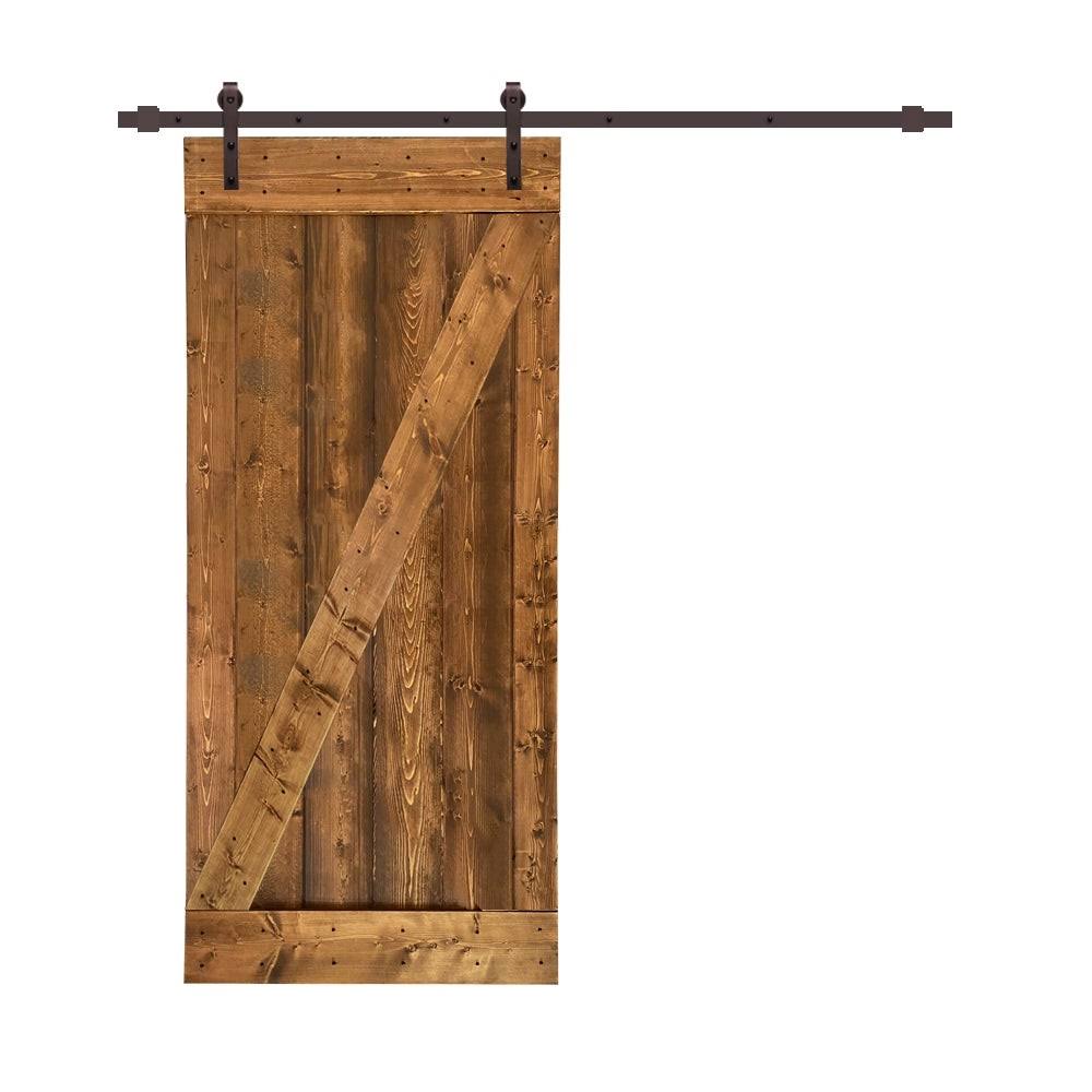 White Stained Wood Interior Sliding Barn Door with Hardware Kit N791901