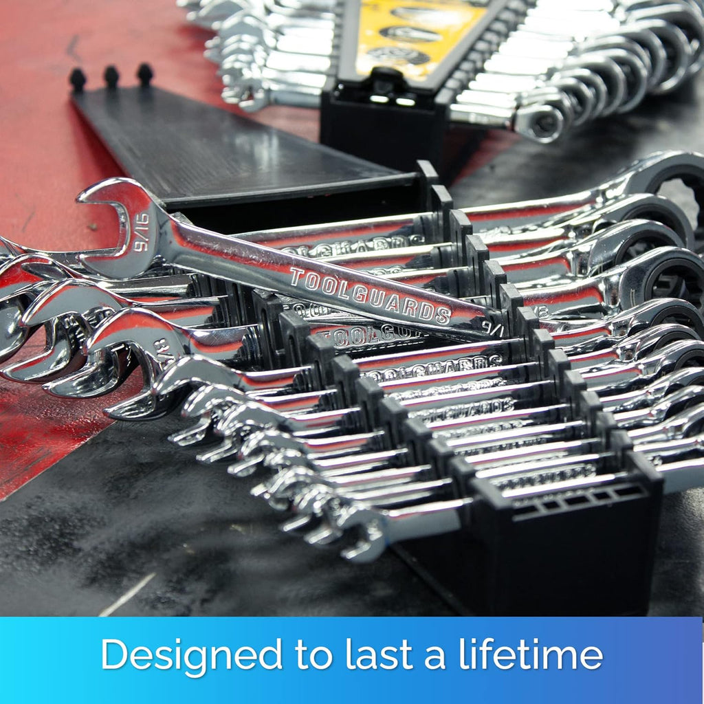 26 Pieces Ratcheting Wrench Set with Rack Organizer K714