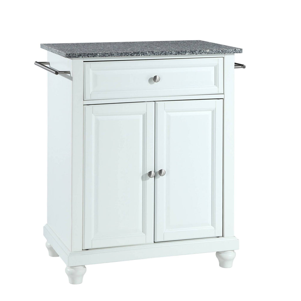 White Solid Granite Top Portable Kitchen Island E474507