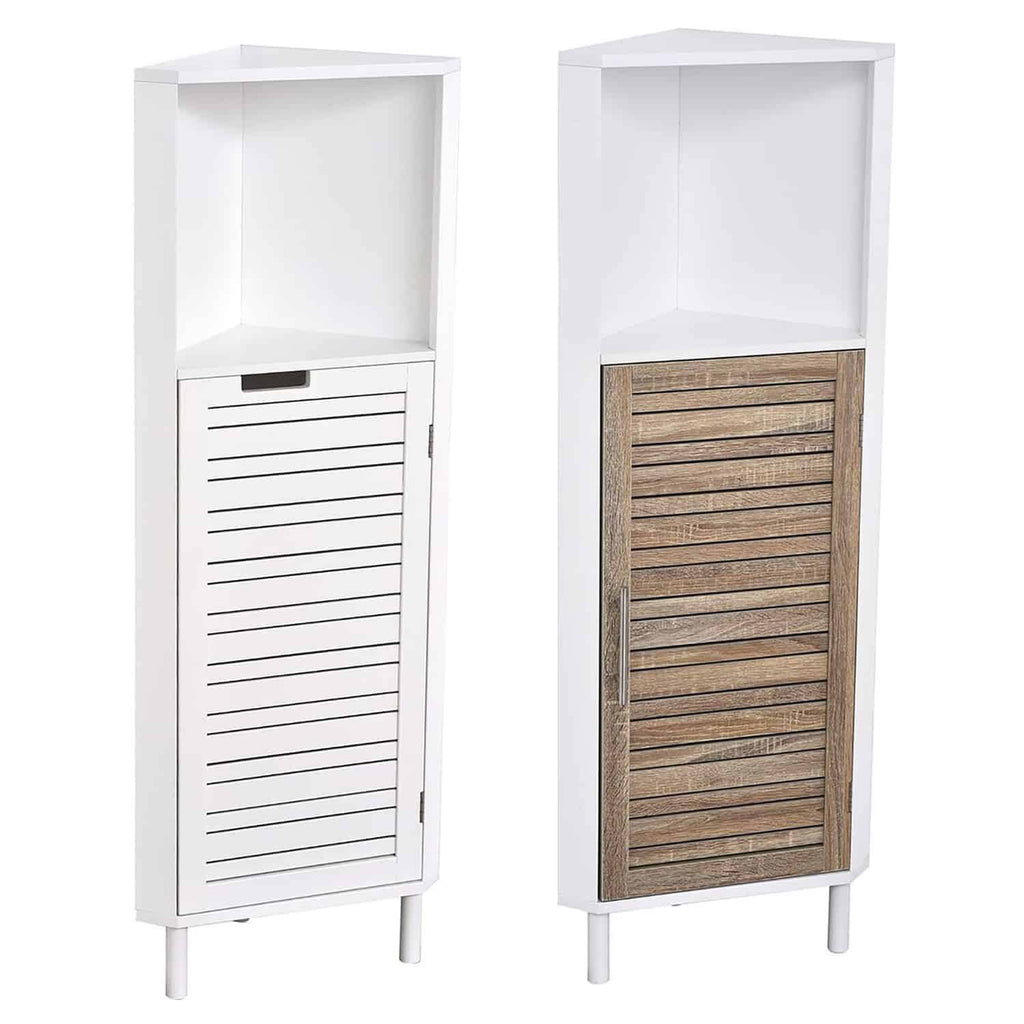 White Louver Door Bathroom Corner Cabinet F496