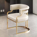 White Leather Tub Chair with Golden Metal Legs B31439