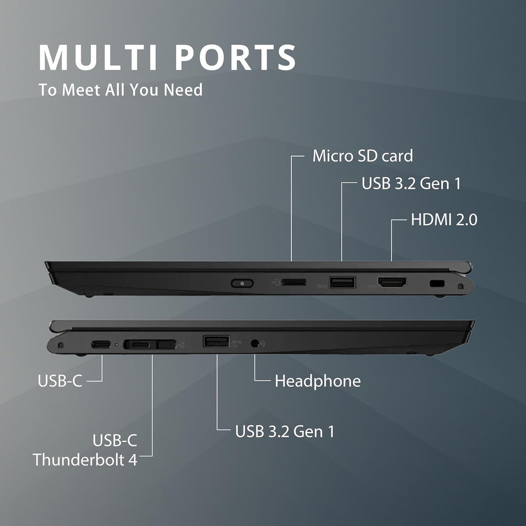 13.3" FHD Touchscreen 2-in-1 Laptop with 11th Gen Intel Core i7, 16GB RAM, 1TB SSD, Windows 11 Pro, Black N145