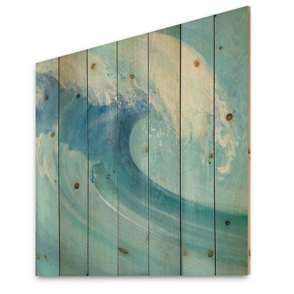 Blue Nautical Print on Natural Pine Wood L232