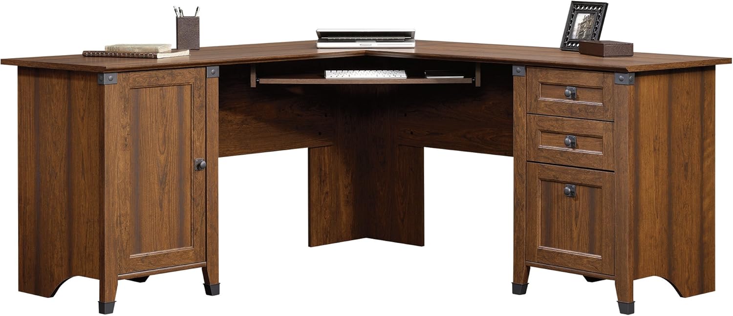 Corner Computer Desk, Washington Cherry finish Q959