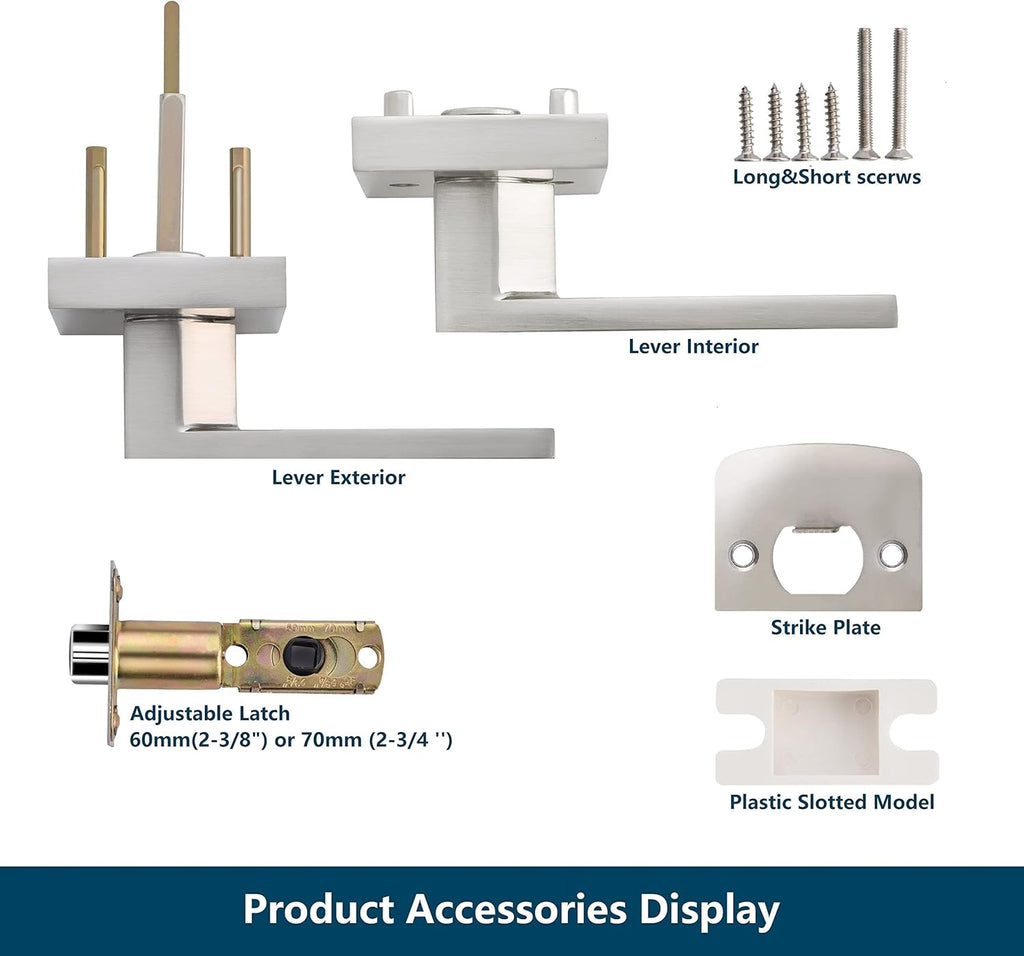 3 Pack Door Lever Handle Satin Nickel/Brushed Nickel Finish Pack of 2 F767