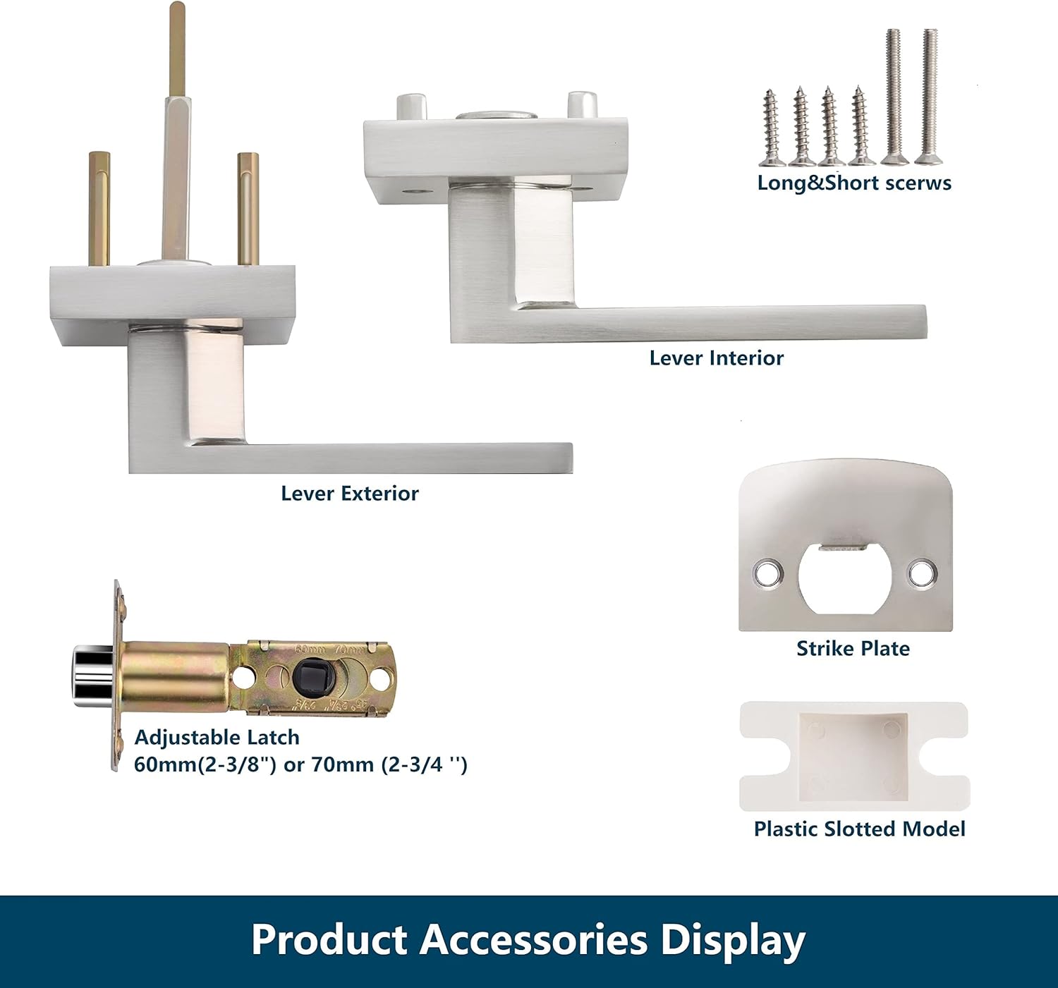 3 Pack Door Lever Handle Satin Nickel/Brushed Nickel Finish Pack of 2 F767