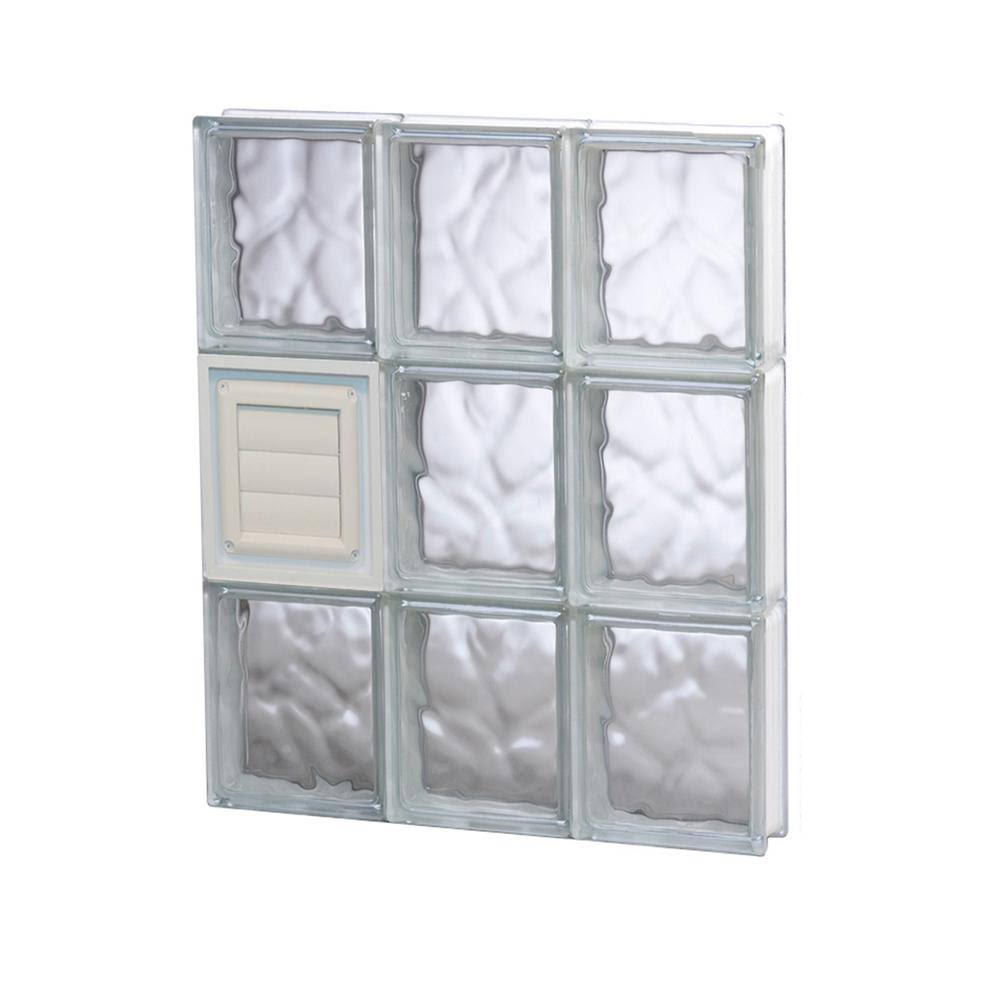 Frameless Wave Pattern Glass Block Window with Dryer Vent I677
