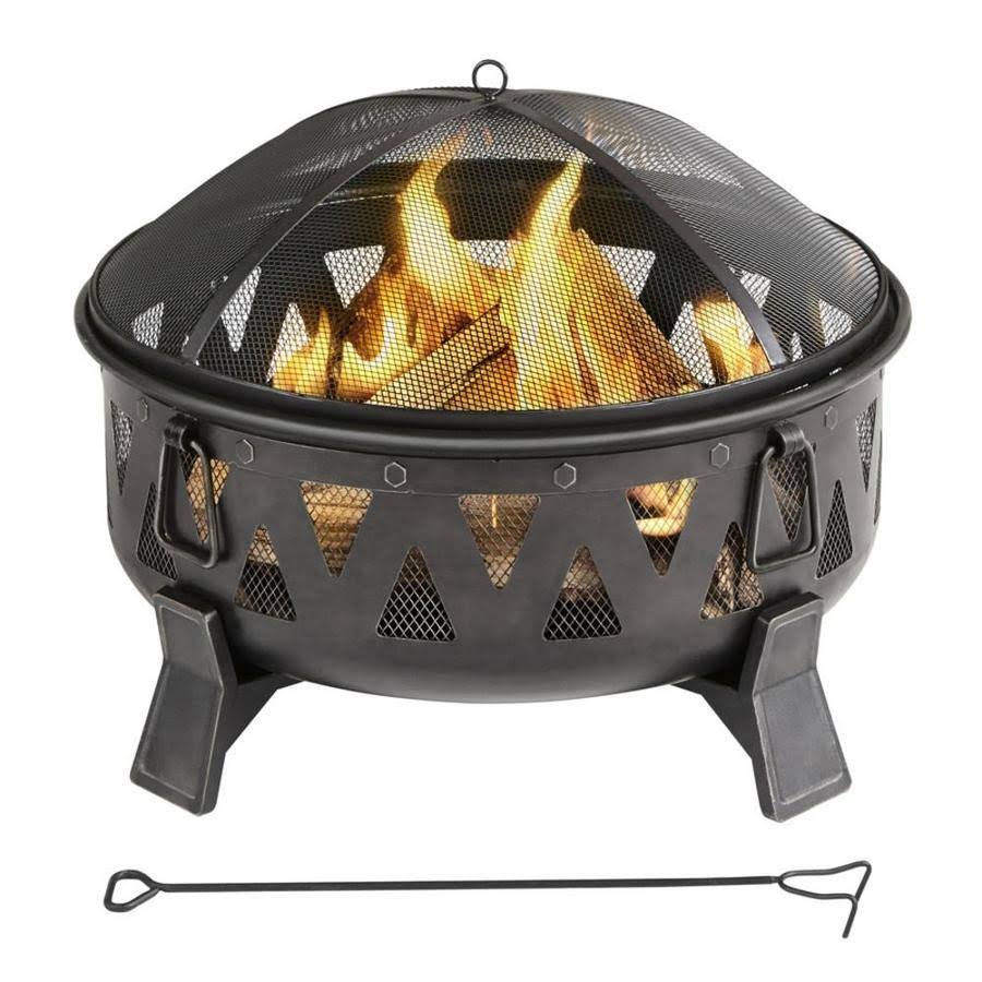 Antique Black Steel Wood-Burning Fire Pit Y240
