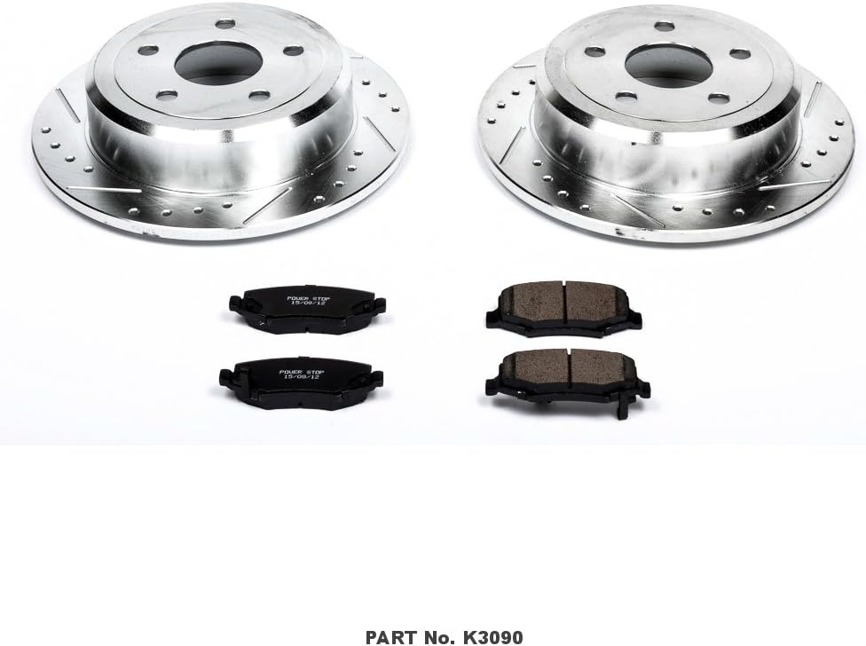 Rear Z23 Carbon Fiber Brake Pads with Drilled & Slotted Brake Rotors Kit T49572