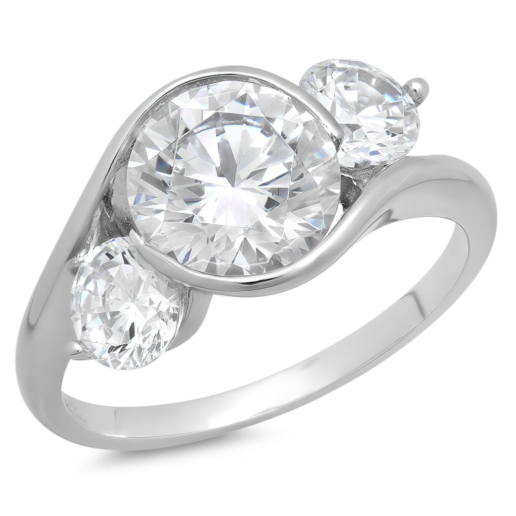 18K White Gold Three-Stone Diamond Engagement Ring A1157