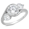 18K White Gold Three-Stone Diamond Engagement Ring A1157
