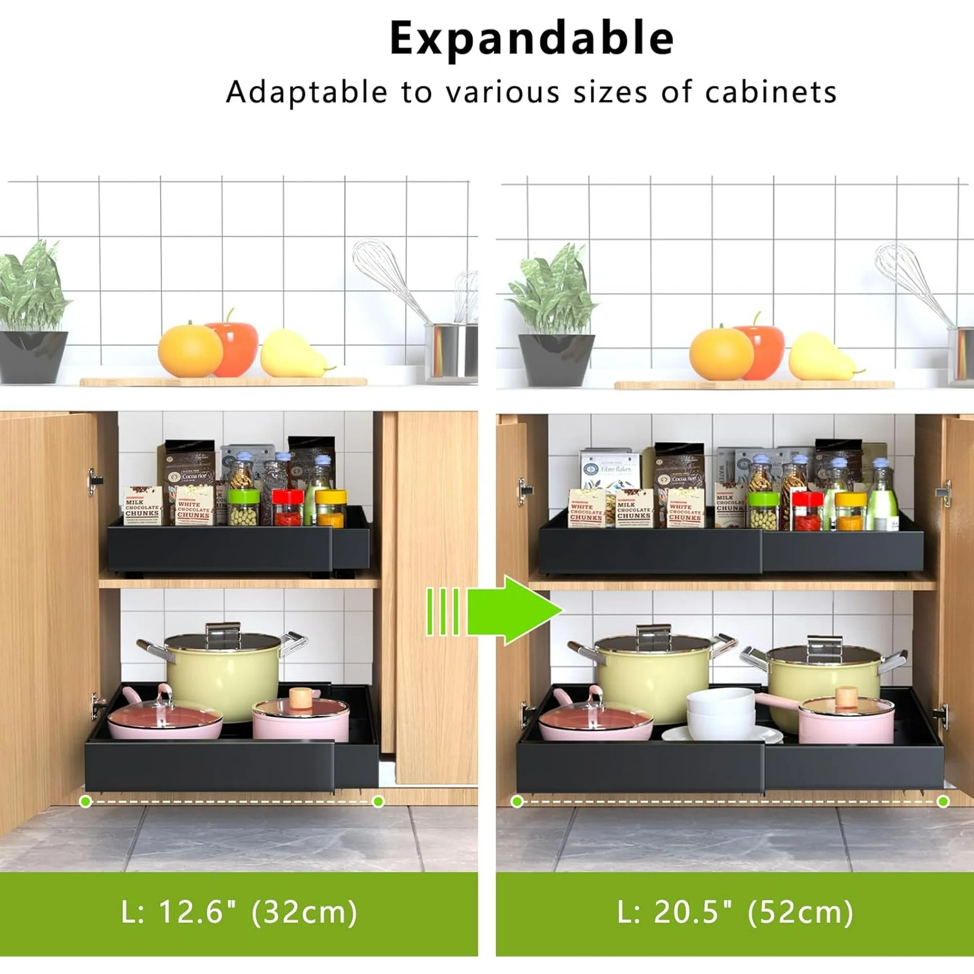 4 Pack Pull Out Cabinet Organizer 21Deep Expandable Slide Out Drawer Organizers M319