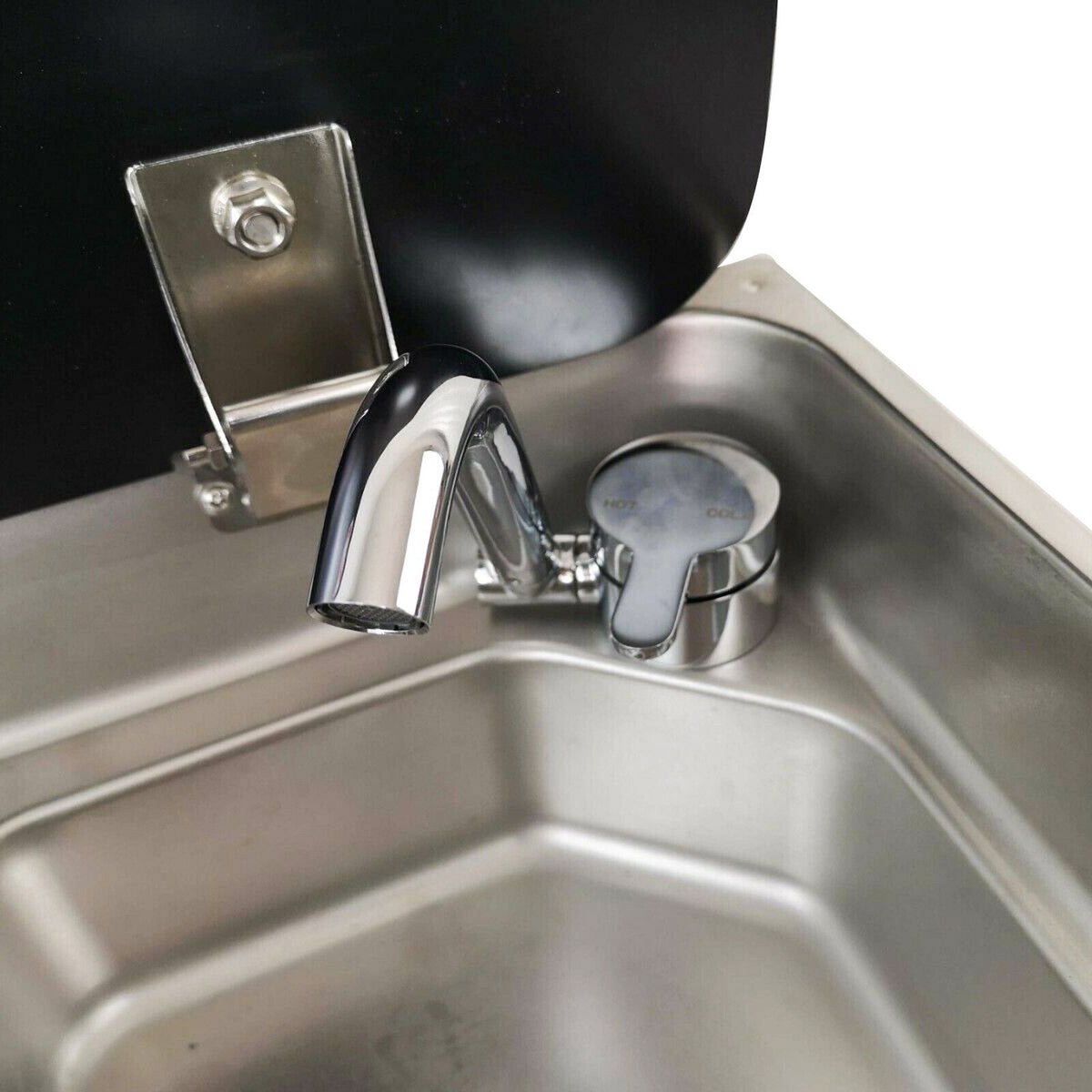 RV Gas Stove 1 Burner With Sink & Faucet Combo w/ Glass Lid A40501