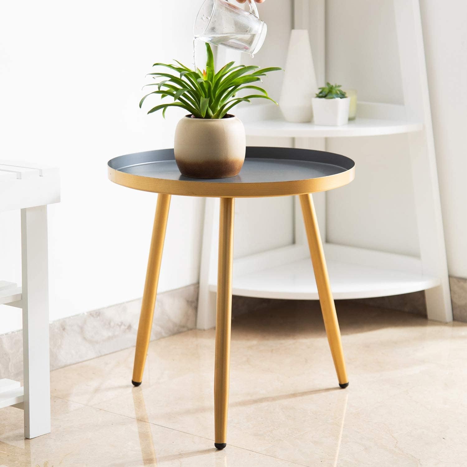 Black Metal Round End Table Set of 2 J534318