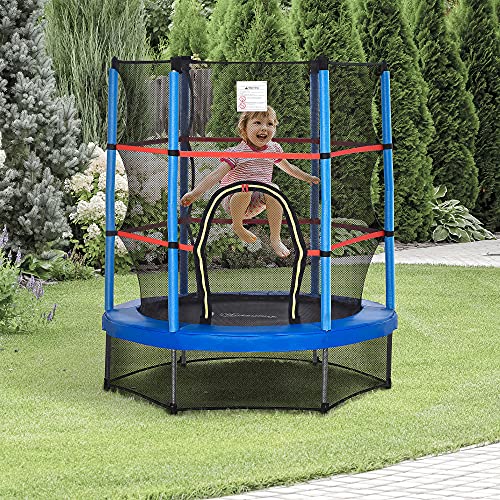 Kids Trampoline with Enclosure Net, Springless Design, Safety Pad and Steel Frame F54954