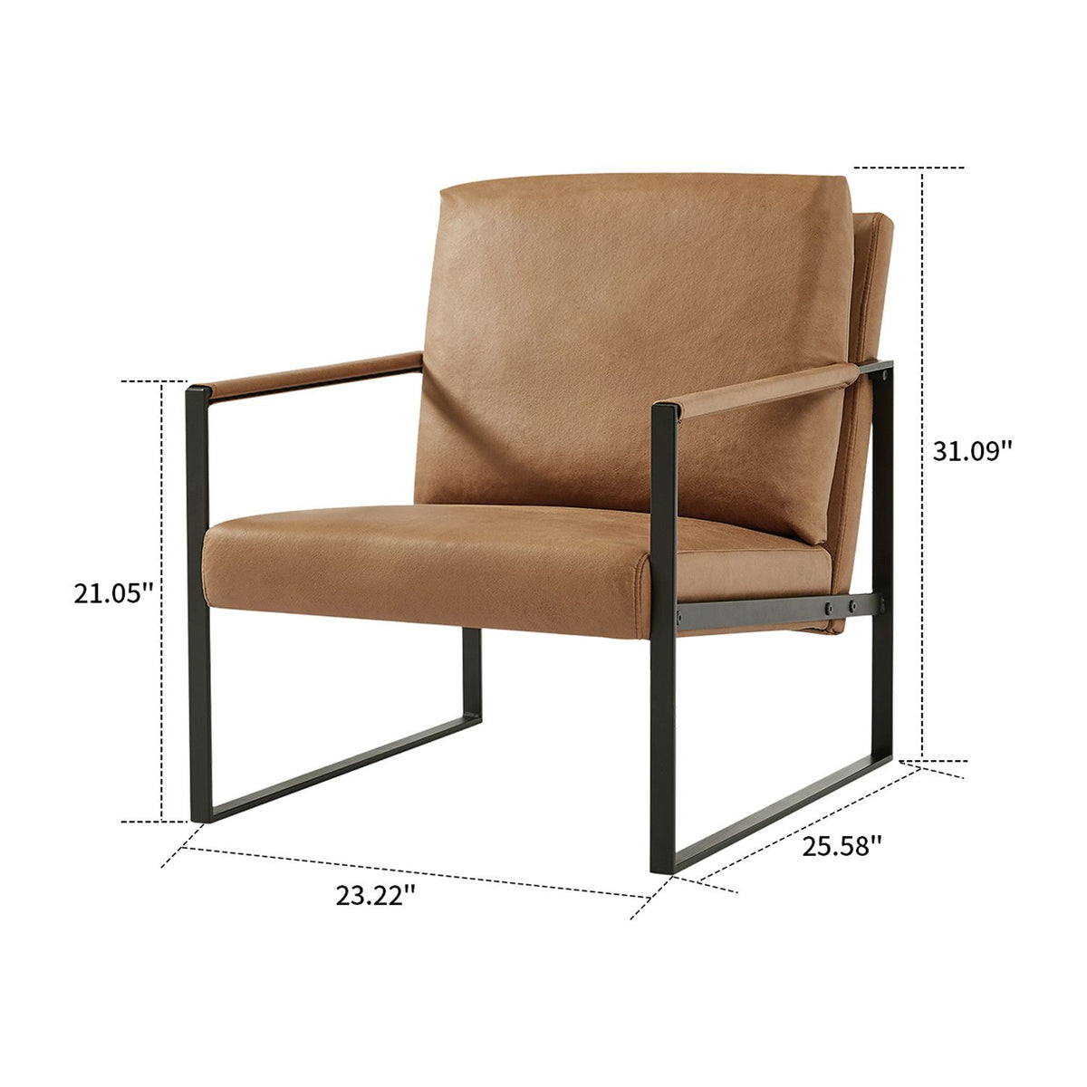 Camel PVC Leather Accent Chair with Metal Frame E861069
