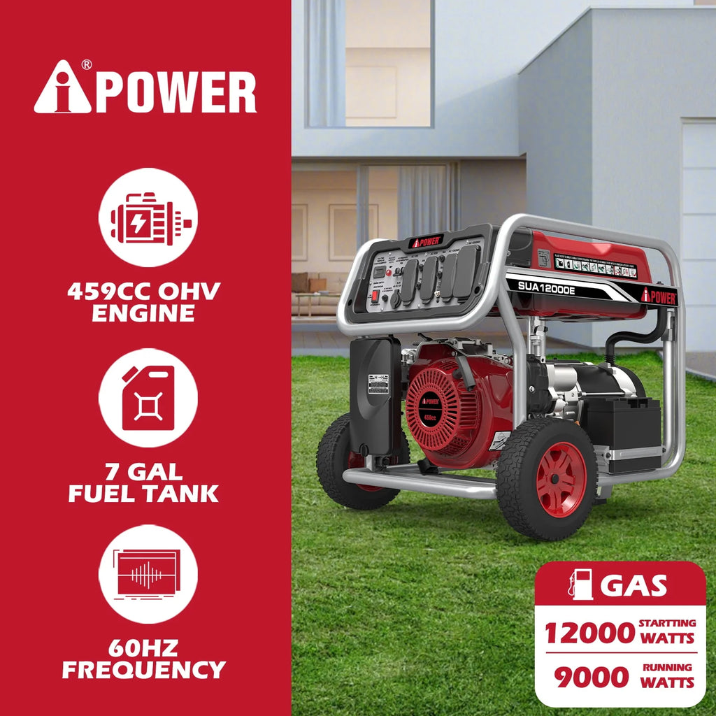 12000 Watt Portable Gas Powered Generator with Electric Start & Wheel Kit H631