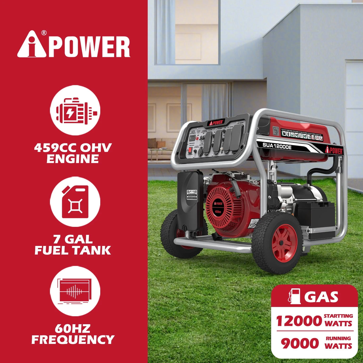 12000 Watt Portable Gas Powered Generator with Electric Start & Wheel Kit H631