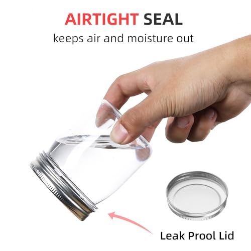 32 Pack Black Clear Plastic Mason Jars with Screw On Lid D1092